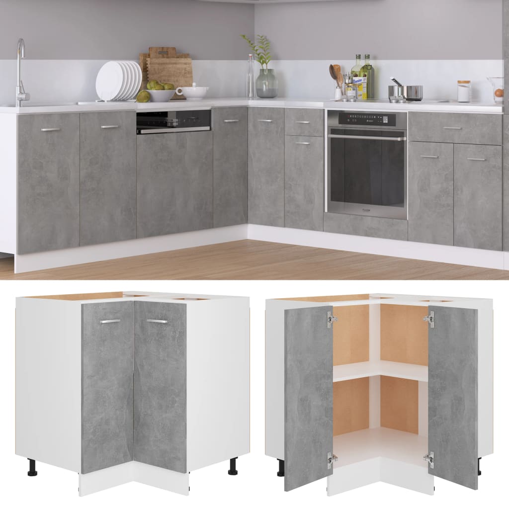 vidaXL Eckunterschrank Lyon Betongrau 75,5x75,5x81,5 cm Holzwerkstoff