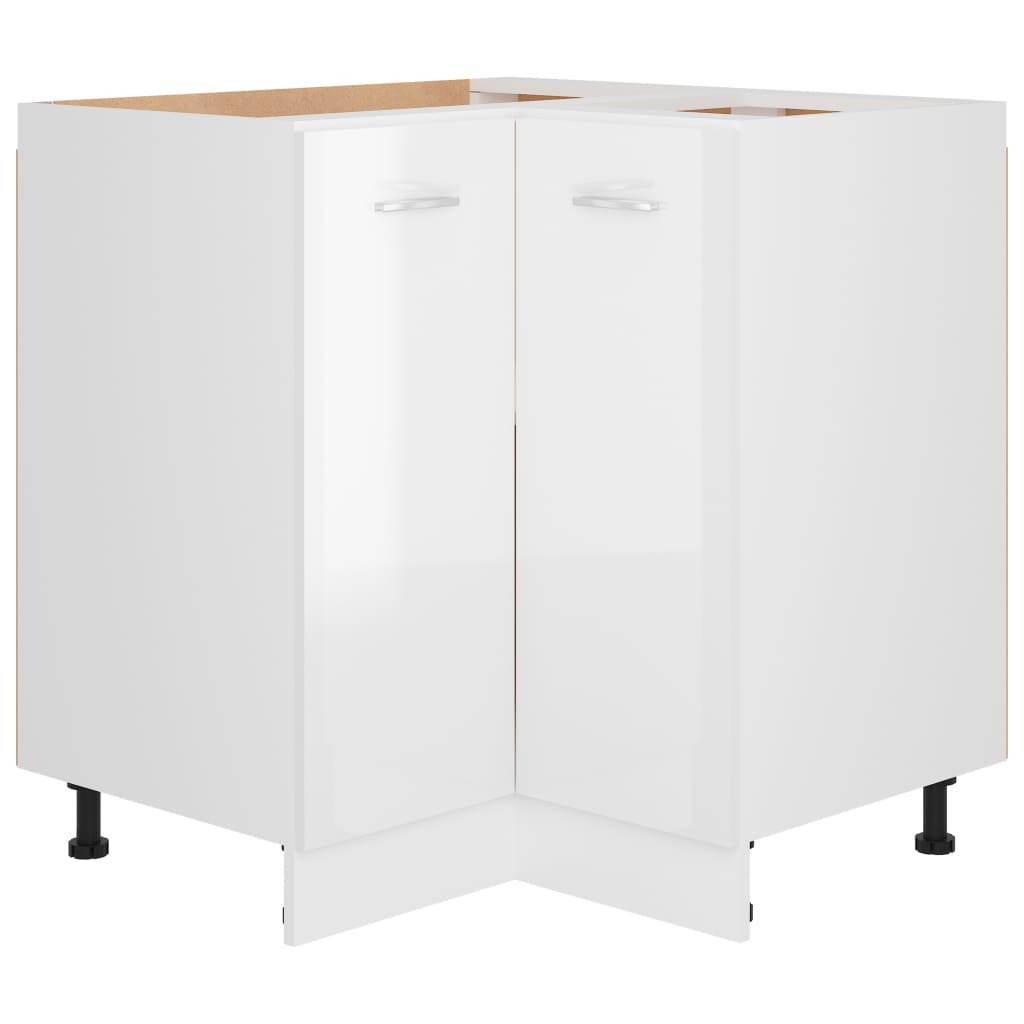vidaXL Eckunterschrank Lyon Hochglanz-Weiß 75,5x75,5x81,5 cm Holzwerkstoff