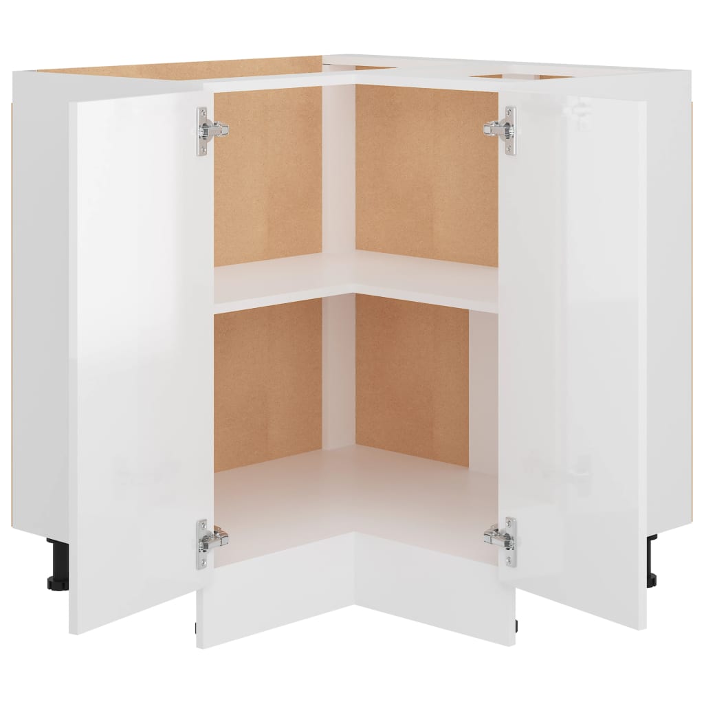 vidaXL Eckunterschrank Lyon Hochglanz-Weiß 75,5x75,5x81,5 cm Holzwerkstoff