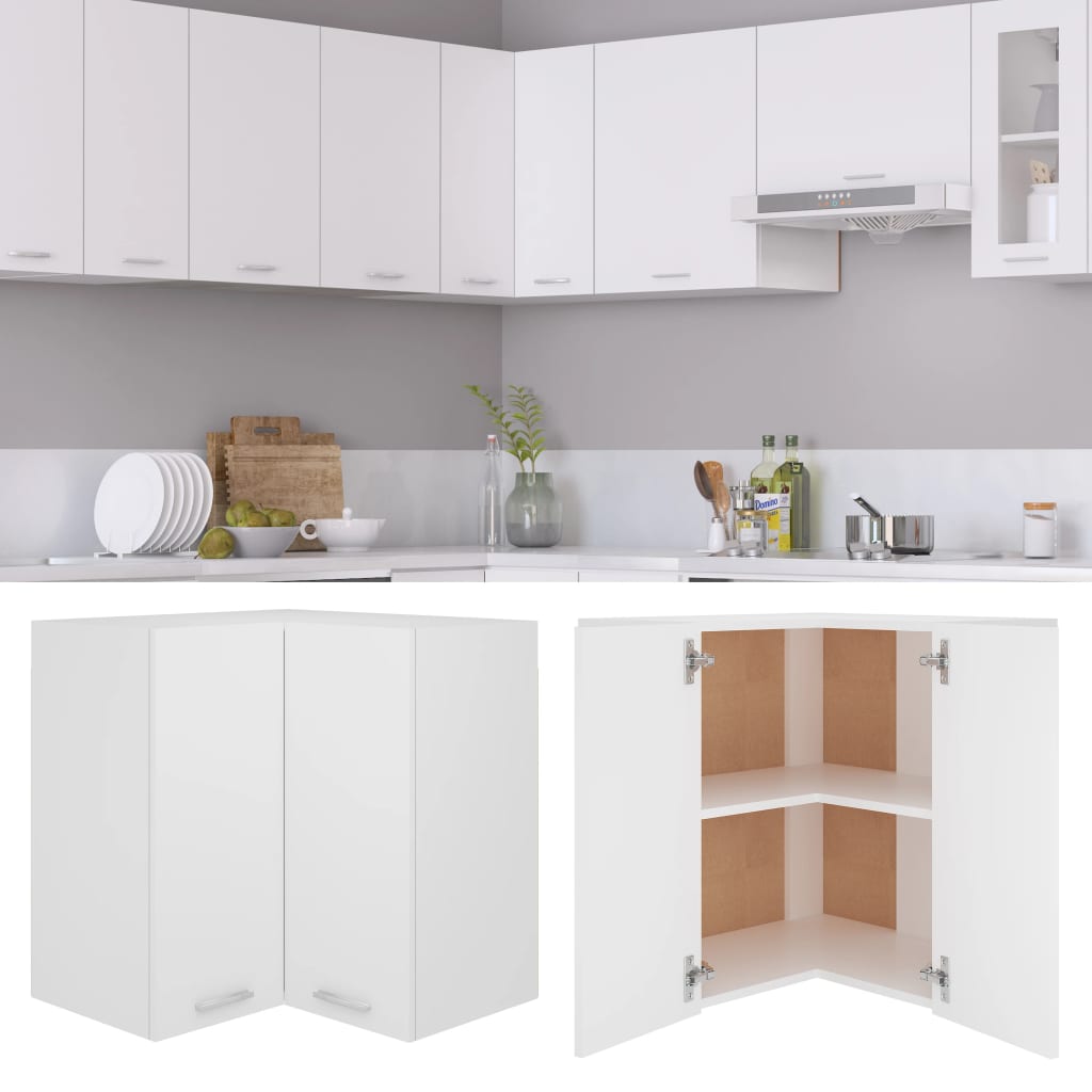 vidaXL Eckhängeschrank Lyon Weiß 57x57x60 cm Holzwerkstoff