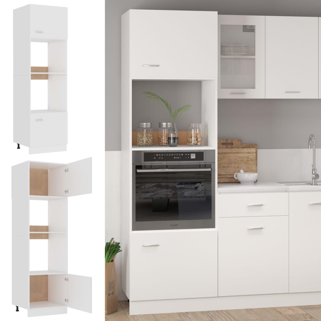 vidaXL Mikrowellenumbauschrank Lyon Weiß 60x57x207 cm Holzwerkstoff