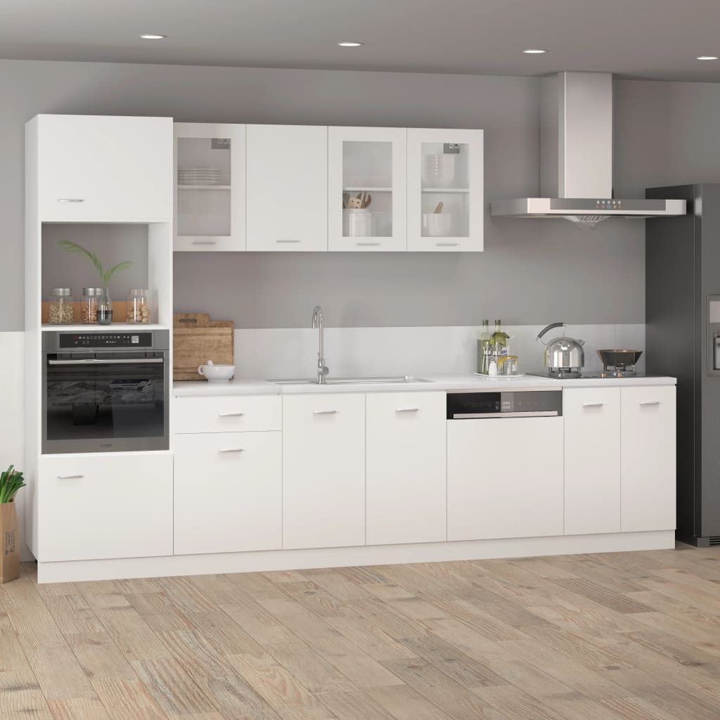 vidaXL Mikrowellenumbauschrank Lyon Weiß 60x57x207 cm Holzwerkstoff