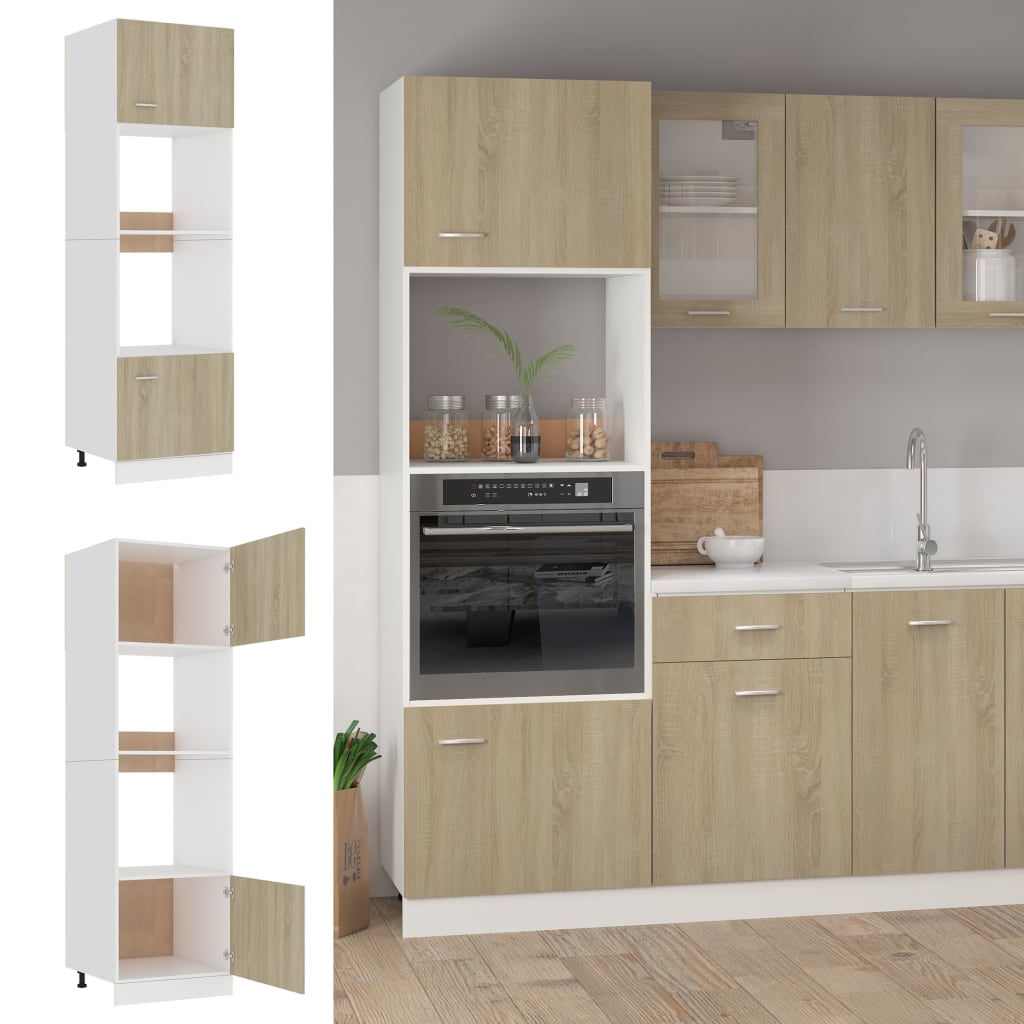 vidaXL Mikrowellenumbauschrank Sonoma-Eiche 60x57x207 cm Holzwerkstoff