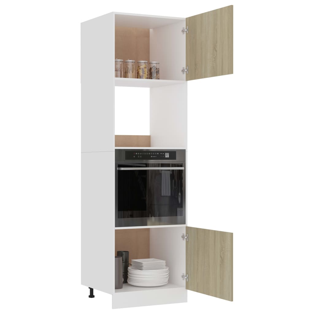 vidaXL Mikrowellenumbauschrank Sonoma-Eiche 60x57x207 cm Holzwerkstoff