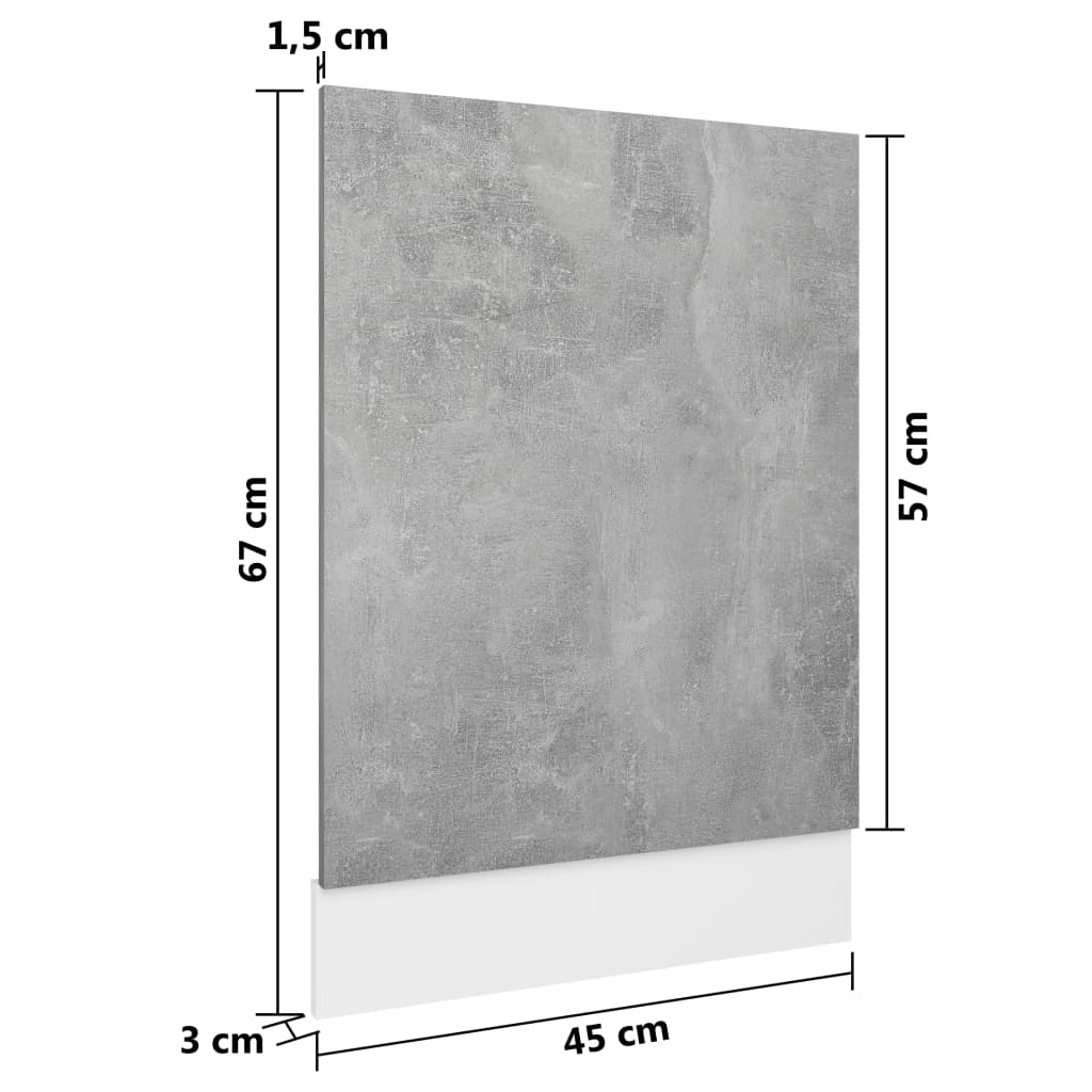 vidaXL Geschirrspülerblende Betongrau 45x3x67 cm Holzwerkstoff