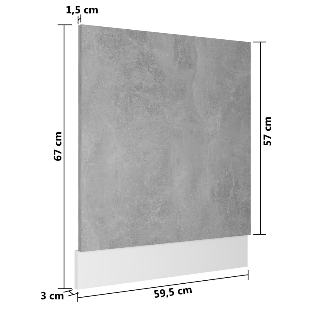 vidaXL Geschirrspülerblende Lyon Betongrau 59,5x3x67 cm Holzwerkstoff