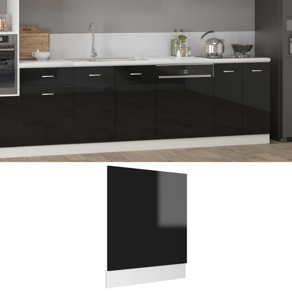 vidaXL Geschirrspülerblende Hochglanz-Schwarz 59,5x3x67 cm