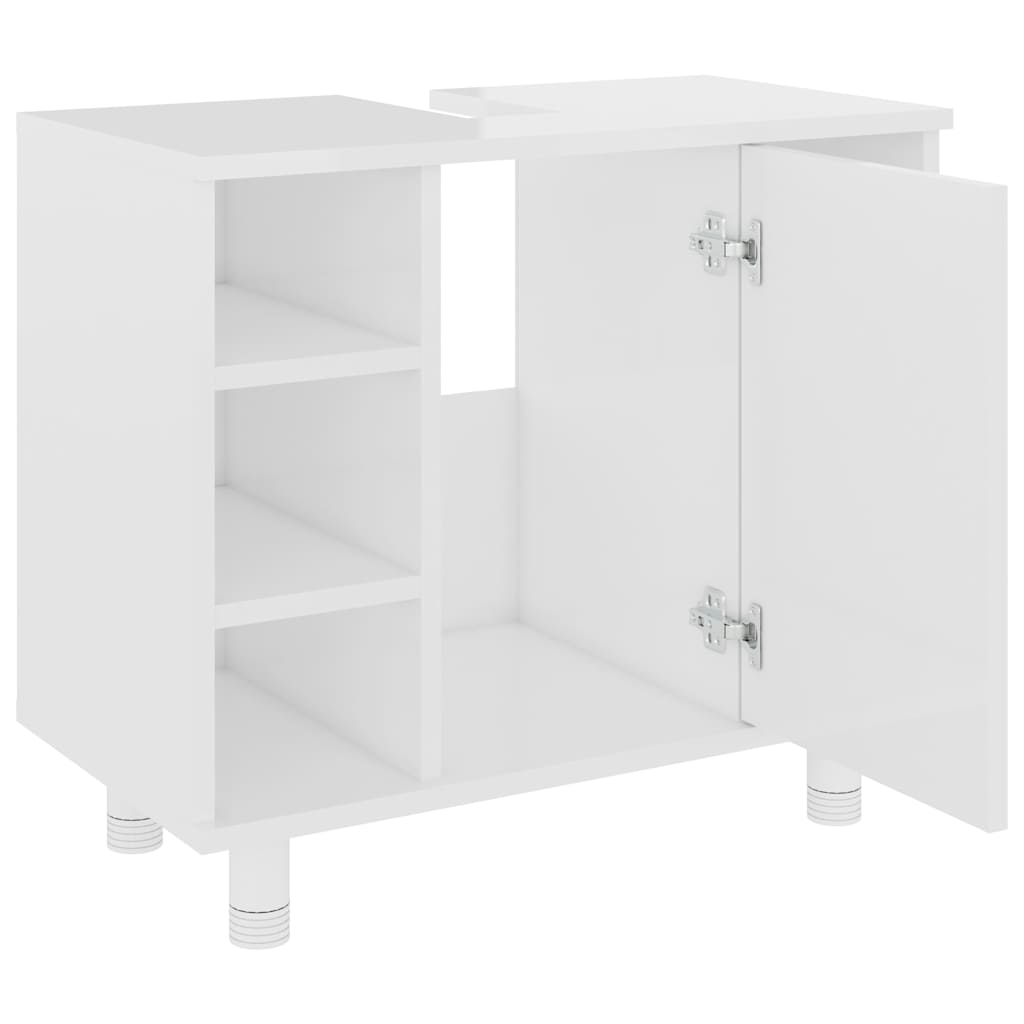 vidaXL Badezimmerschrank Hochglanz-Weiß 60x32x53,5 cm Holzwerkstoff