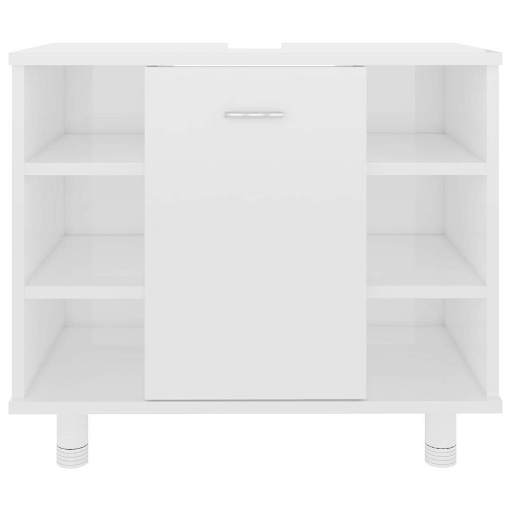 vidaXL Badezimmerschrank Hochglanz-Weiß 60x32x53,5 cm Holzwerkstoff
