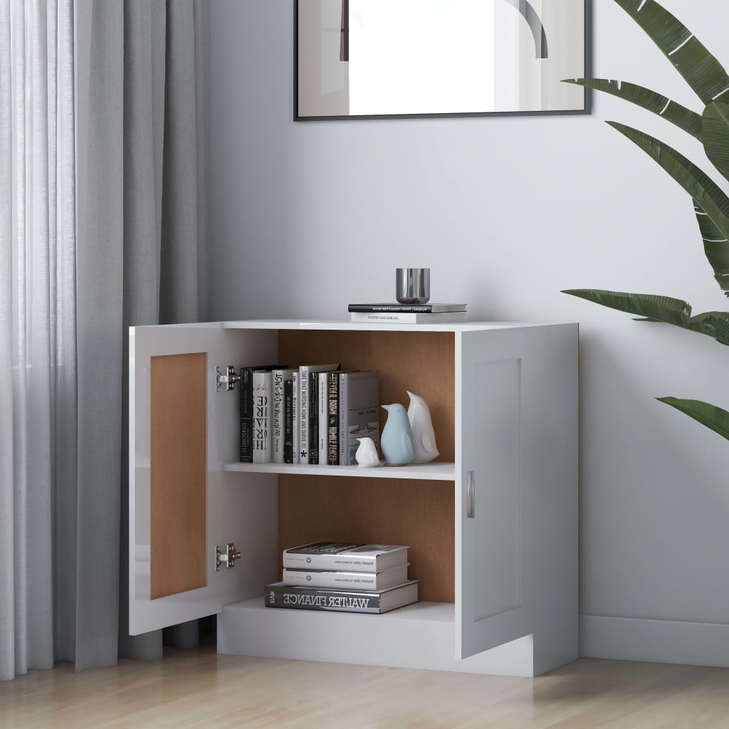 vidaXL Bücherschrank Hochglanz-Weiß 82,5x30,5x80 cm Holzwerkstoff