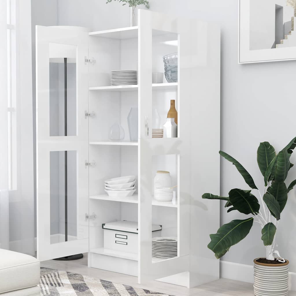 vidaXL Vitrinenschrank Hochglanz-Weiß 82,5x30,5x150 cm Holzwerkstoff