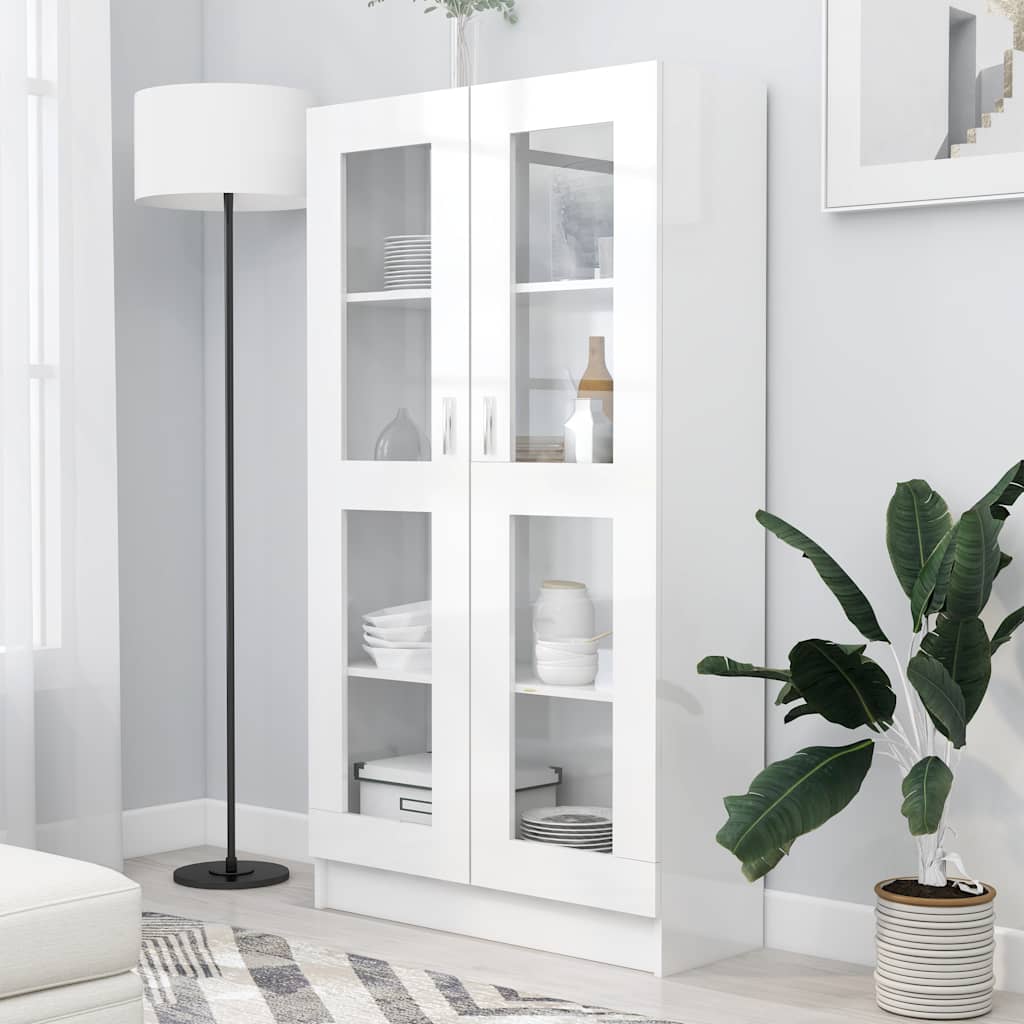 vidaXL Vitrinenschrank Hochglanz-Weiß 82,5x30,5x150 cm Holzwerkstoff