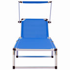 vidaXL Klappbare Sonnenliegen mit Dach 2 Stk. Aluminium Textilene Blau