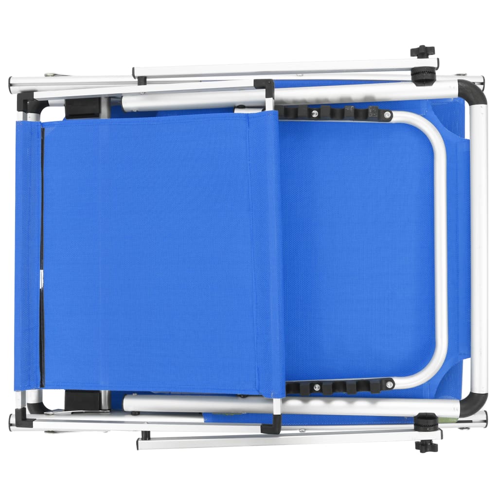 vidaXL Klappbare Sonnenliegen mit Dach 2 Stk. Aluminium Textilene Blau