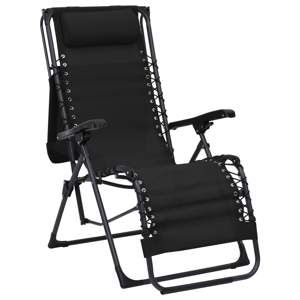 vidaXL Klappbare Liegestühle 2 Stk. Textilene Schwarz