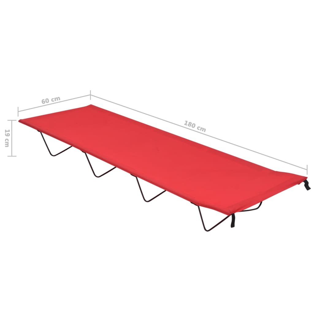 vidaXL Campingliege 180x60x19 cm Oxford-Gewebe und Stahl Rot