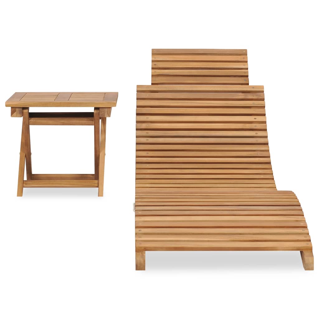 vidaXL Klappbare Sonnenliege mit Tisch Massivholz Teak