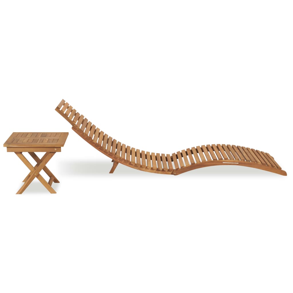 vidaXL Klappbare Sonnenliege mit Tisch Massivholz Teak