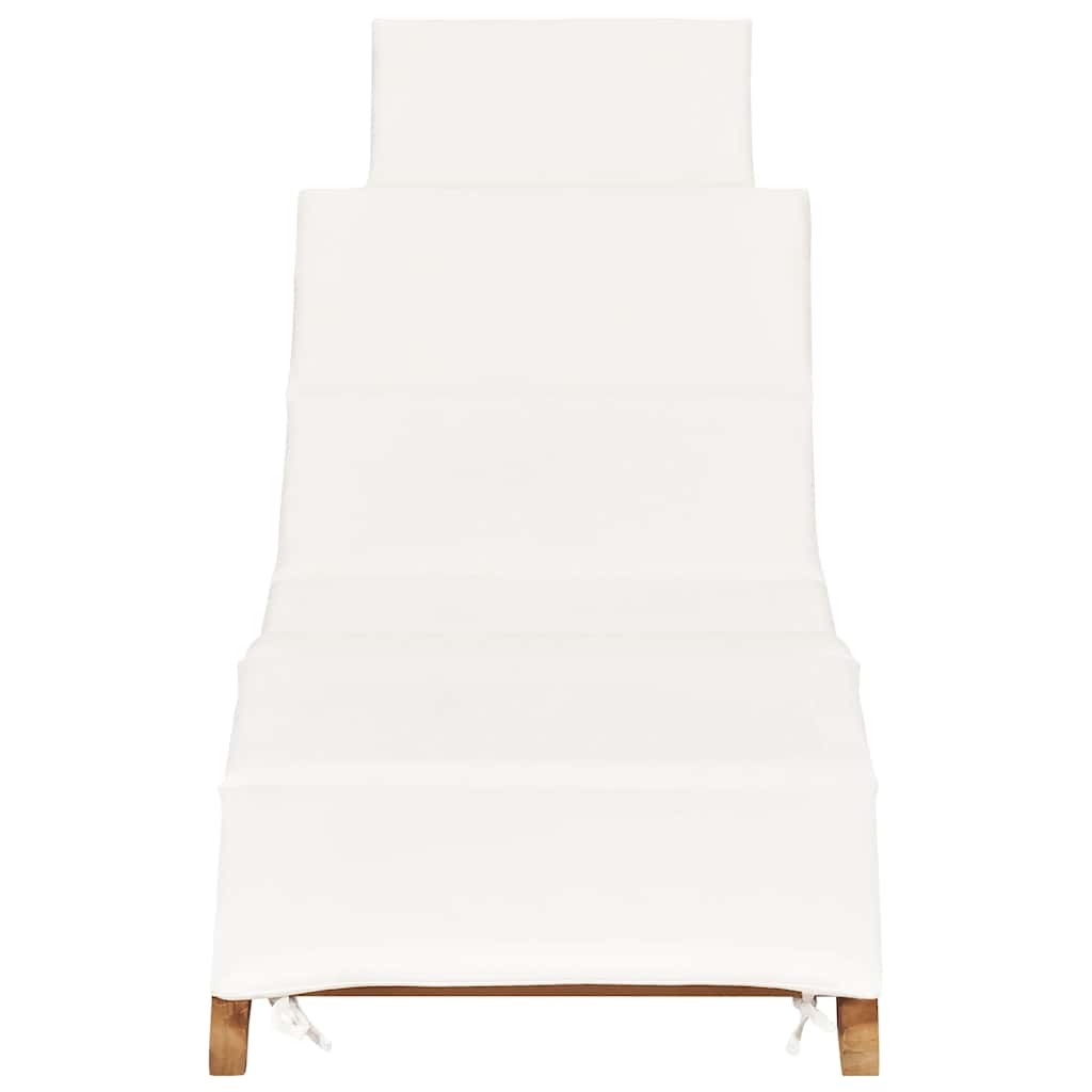 vidaXL Klappbare Sonnenliege mit Cremeweißer Auflage Massivholz Teak