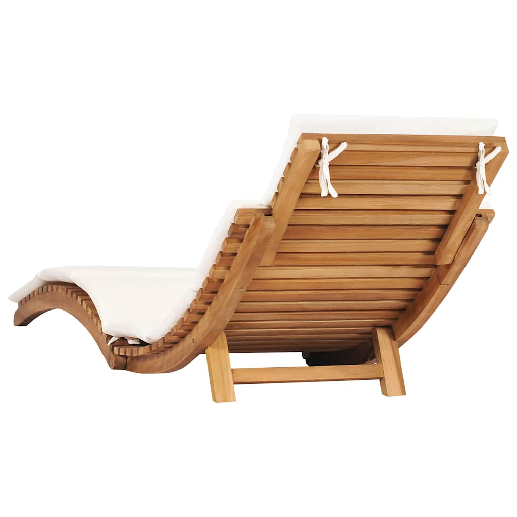 vidaXL Klappbare Sonnenliege mit Cremeweißer Auflage Massivholz Teak