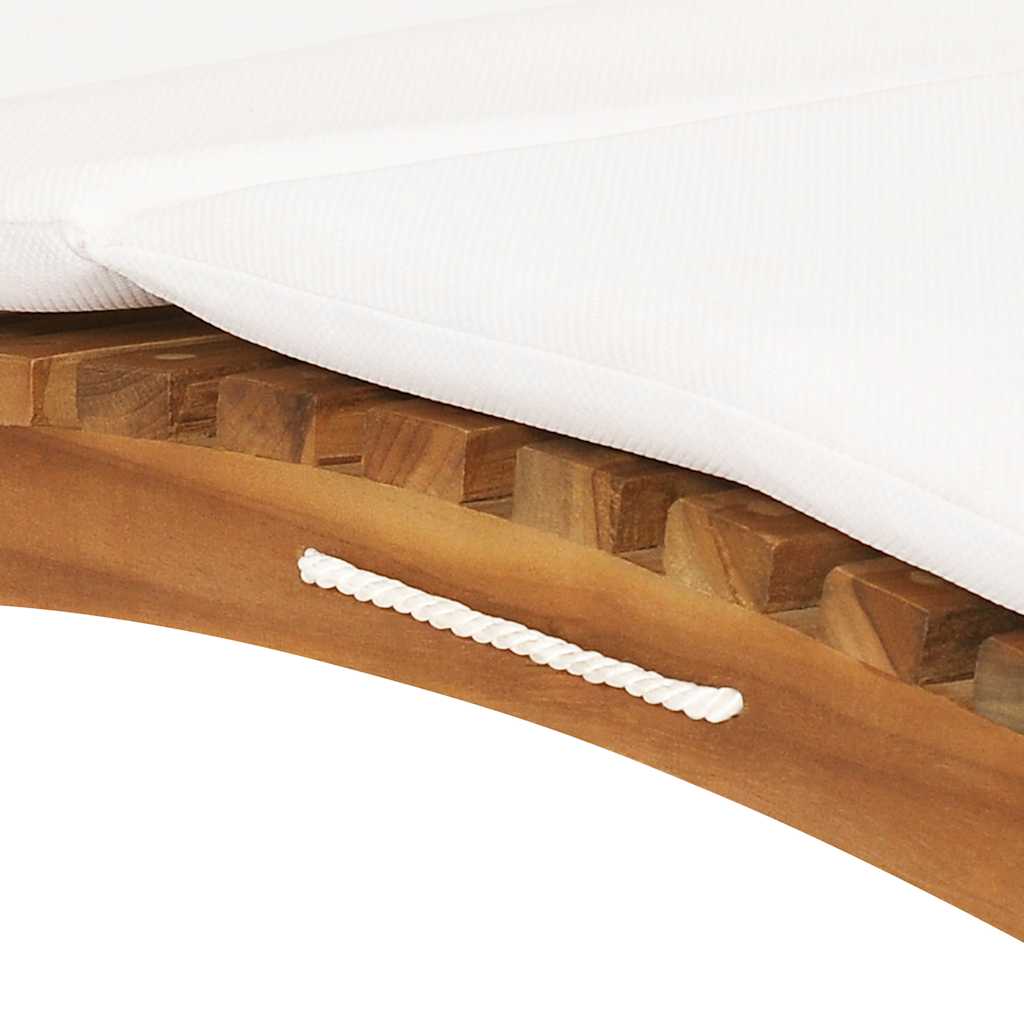 vidaXL Klappbare Sonnenliege mit Cremeweißer Auflage Massivholz Teak
