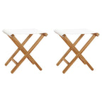 vidaXL Klappstühle 2 Stk. Teak Massivholz und Stoff Cremeweiß