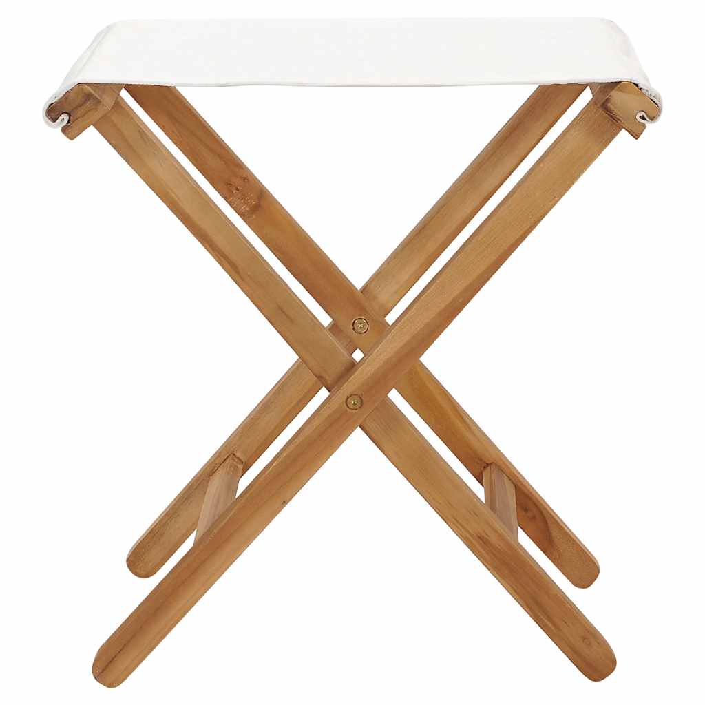 vidaXL Klappstühle 2 Stk. Teak Massivholz und Stoff Cremeweiß