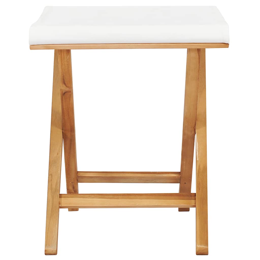 vidaXL Klappstühle 2 Stk. Teak Massivholz und Stoff Cremeweiß