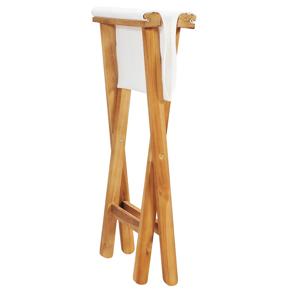 vidaXL Klappstühle 2 Stk. Teak Massivholz und Stoff Cremeweiß
