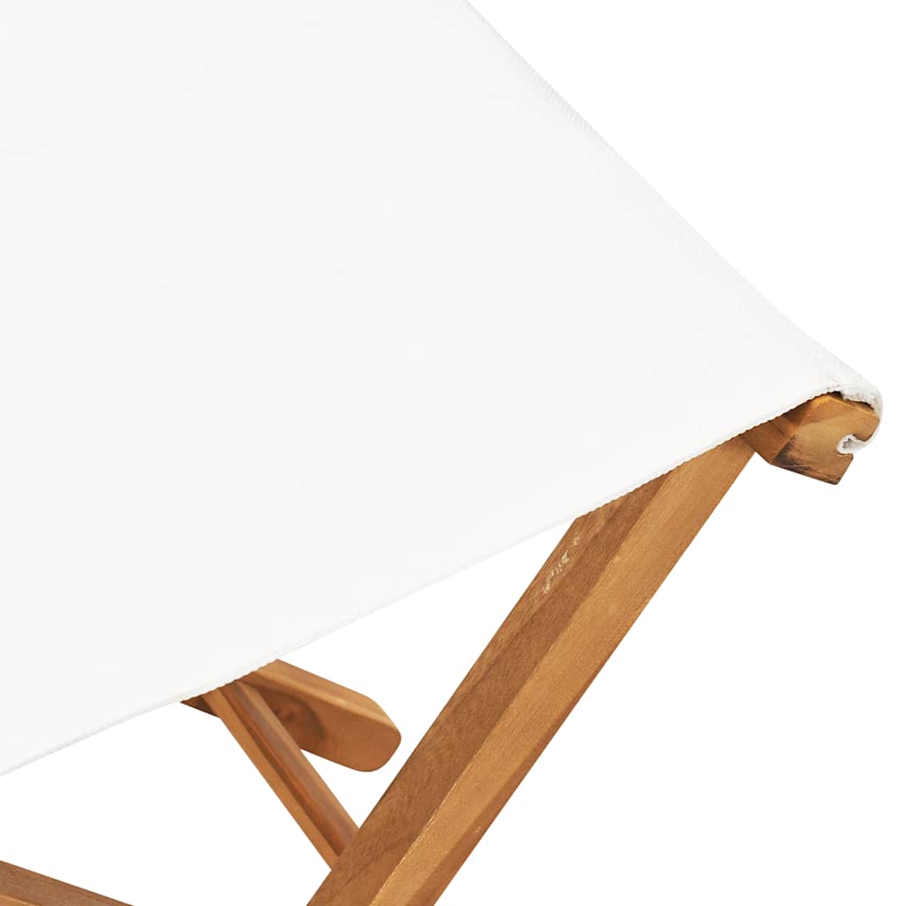 vidaXL Klappstühle 2 Stk. Teak Massivholz und Stoff Cremeweiß