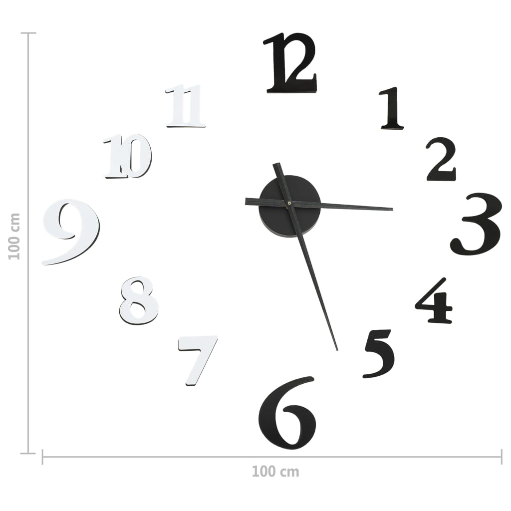 vidaXL 3D-Wanduhr Modernes Design Schwarz und Weiß 100 cm XXL
