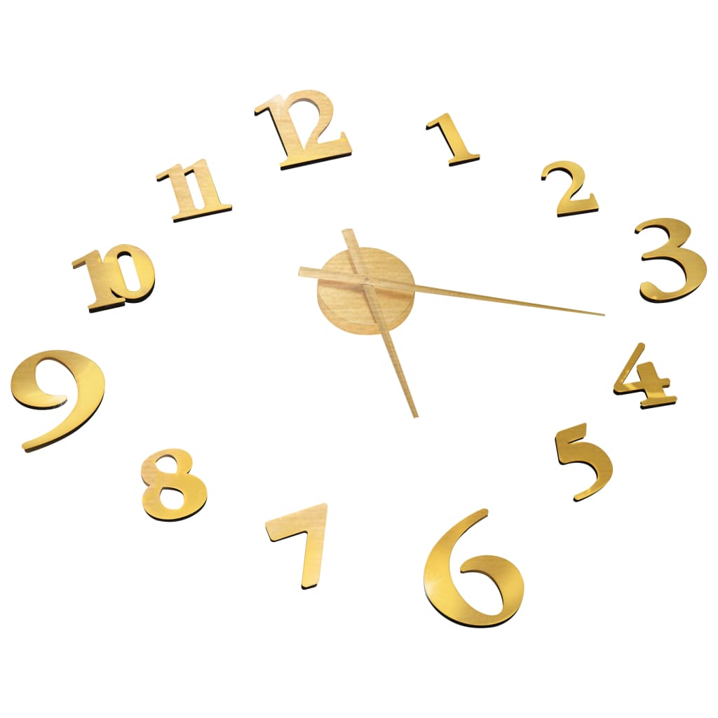 vidaXL 3D-Wanduhr Modernes Design Golden 100 cm XXL