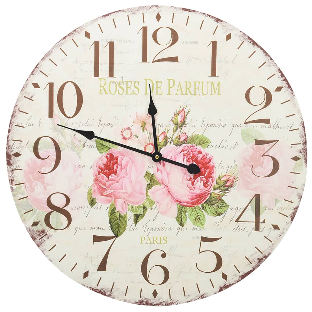 vidaXL Vintage Wanduhr Blumen 60 cm