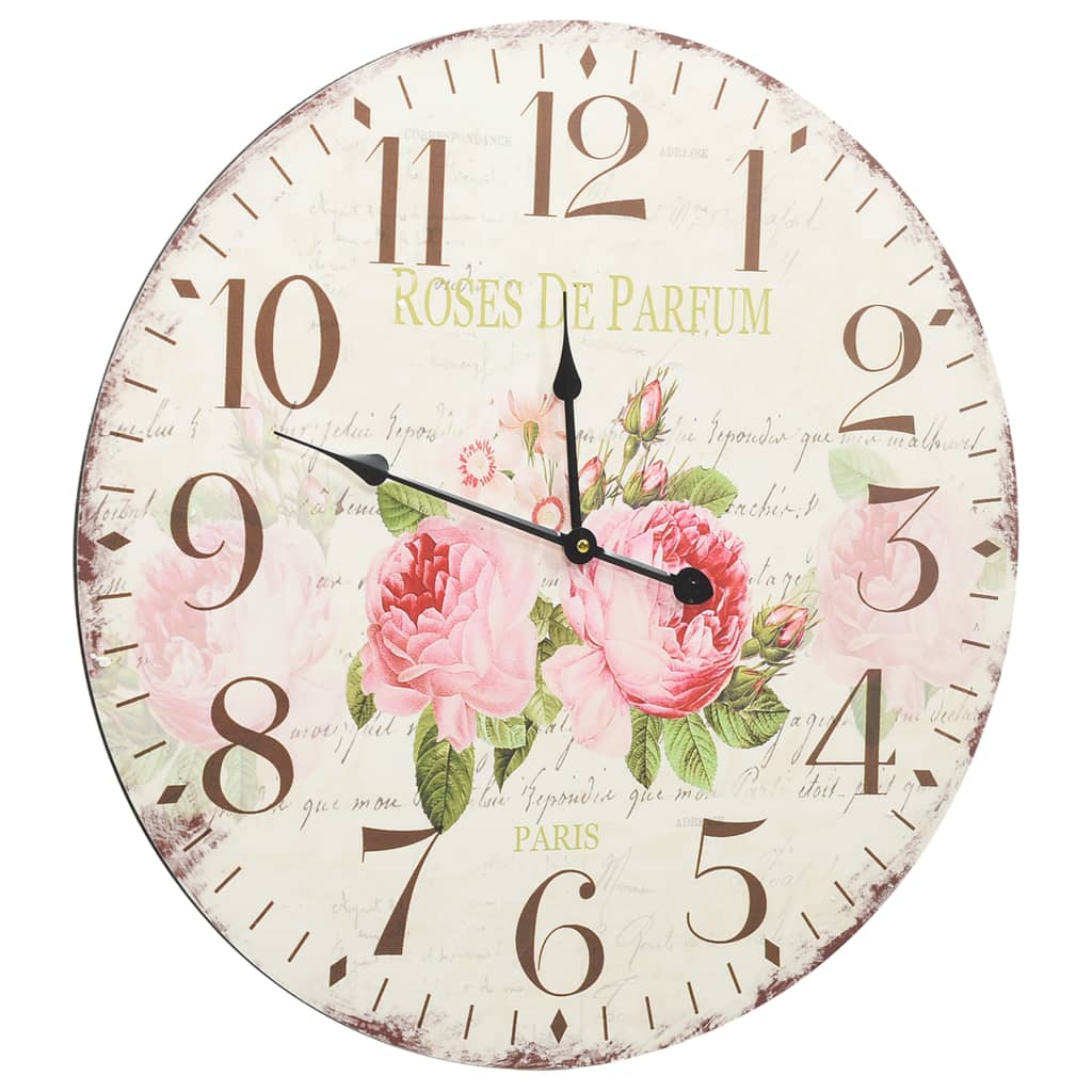 vidaXL Vintage Wanduhr Blumen 60 cm