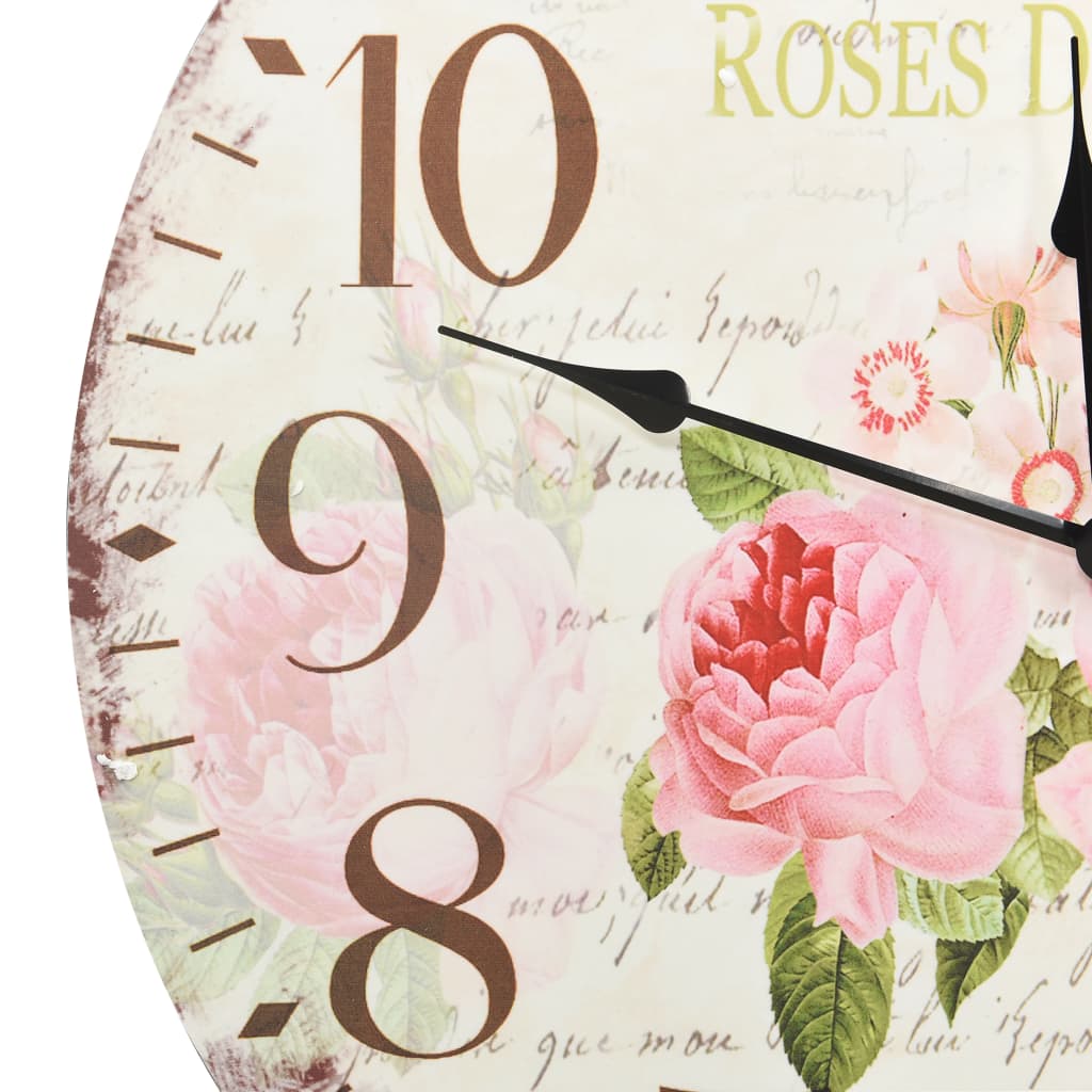 vidaXL Vintage Wanduhr Blumen 60 cm