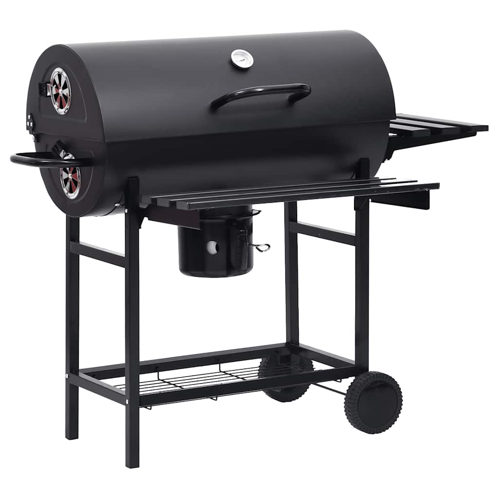 vidaXL Grillwagen mit Rädern und Ablagen Schwarz Stahl 115x85x95 cm