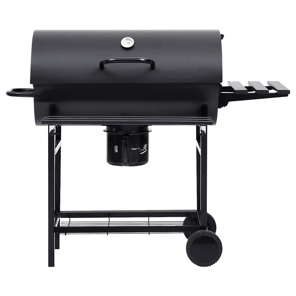 vidaXL Grillwagen mit Rädern und Ablagen Schwarz Stahl 115x85x95 cm