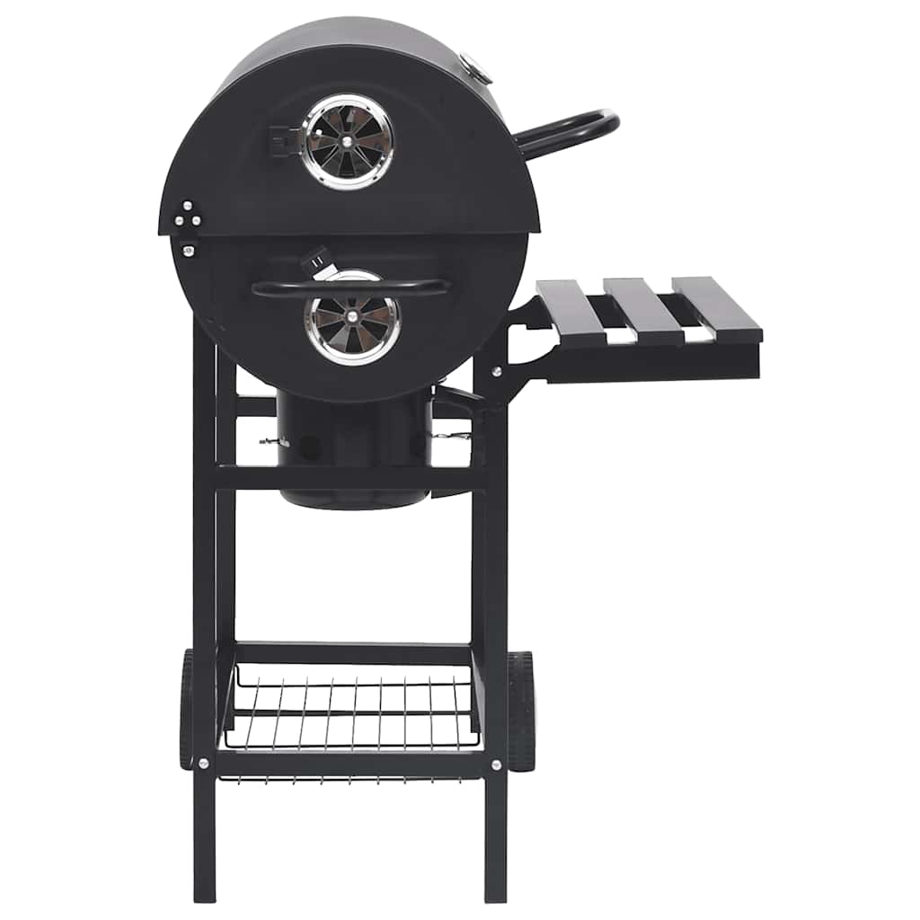 vidaXL Grillwagen mit Rädern und Ablagen Schwarz Stahl 115x85x95 cm