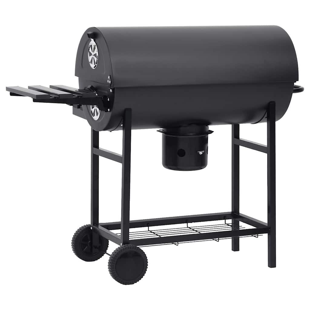 vidaXL Grillwagen mit Rädern und Ablagen Schwarz Stahl 115x85x95 cm
