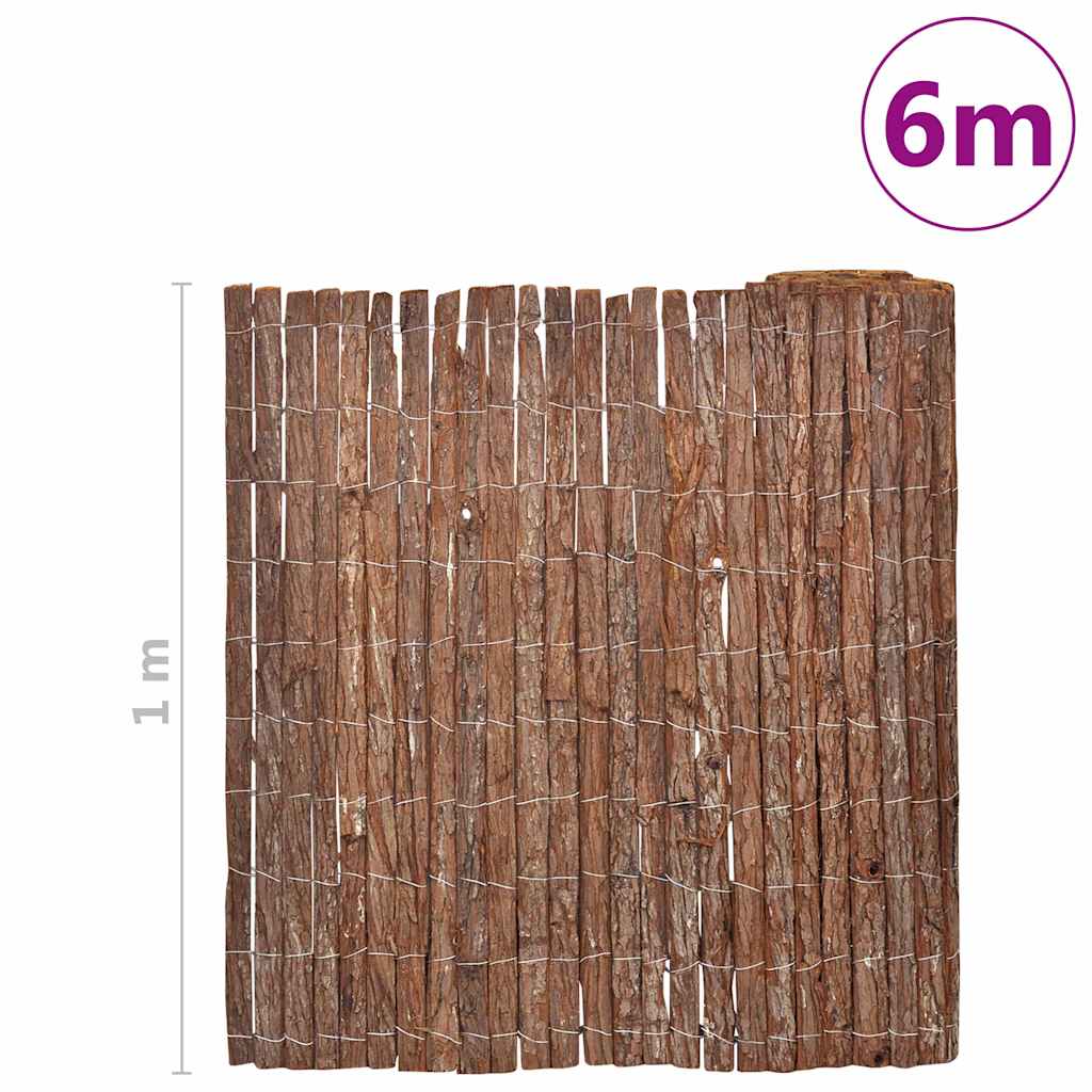 vidaXL Rindenzaun Braun 100 x 600 cm Rinde