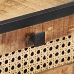 vidaXL Konsolentisch 100x35x75 cm Raues Mangoholz und Rohrgeflecht