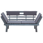 vidaXL Gartenbank mit Auflagen 2-in-1 190 cm Grau Massivholz Akazie
