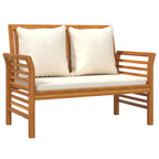 vidaXL 2-tlg. Garten-Lounge-Set mit Cremeweißen Kissen Massivholz