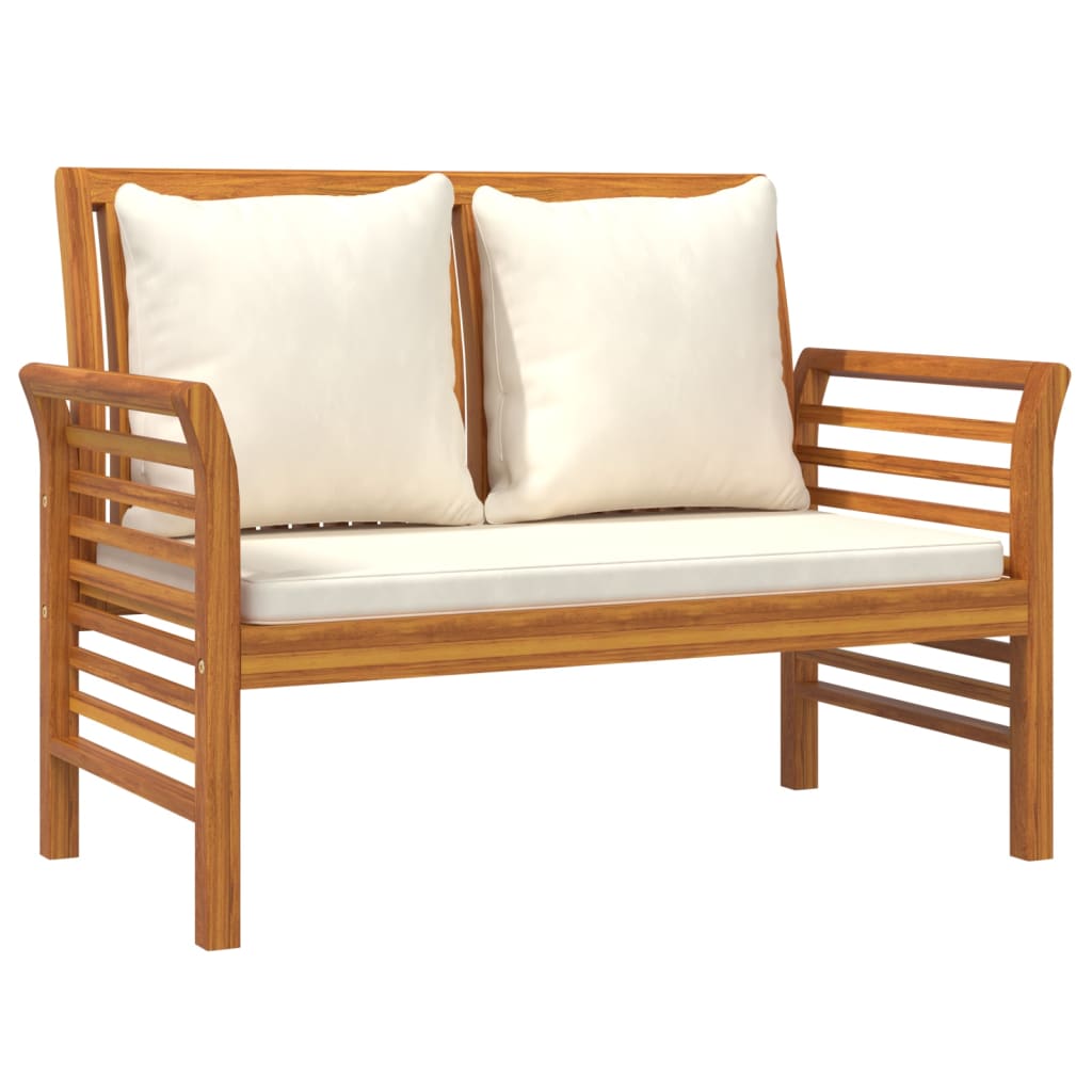 vidaXL 2-tlg. Garten-Lounge-Set mit Cremeweißen Kissen Massivholz