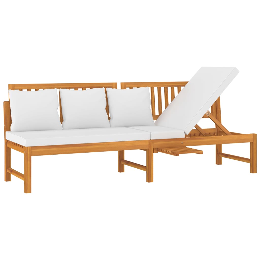 vidaxL Tagesbett mit Cremeweißen Kissen 200x60x75 cm Massivholz Akazie