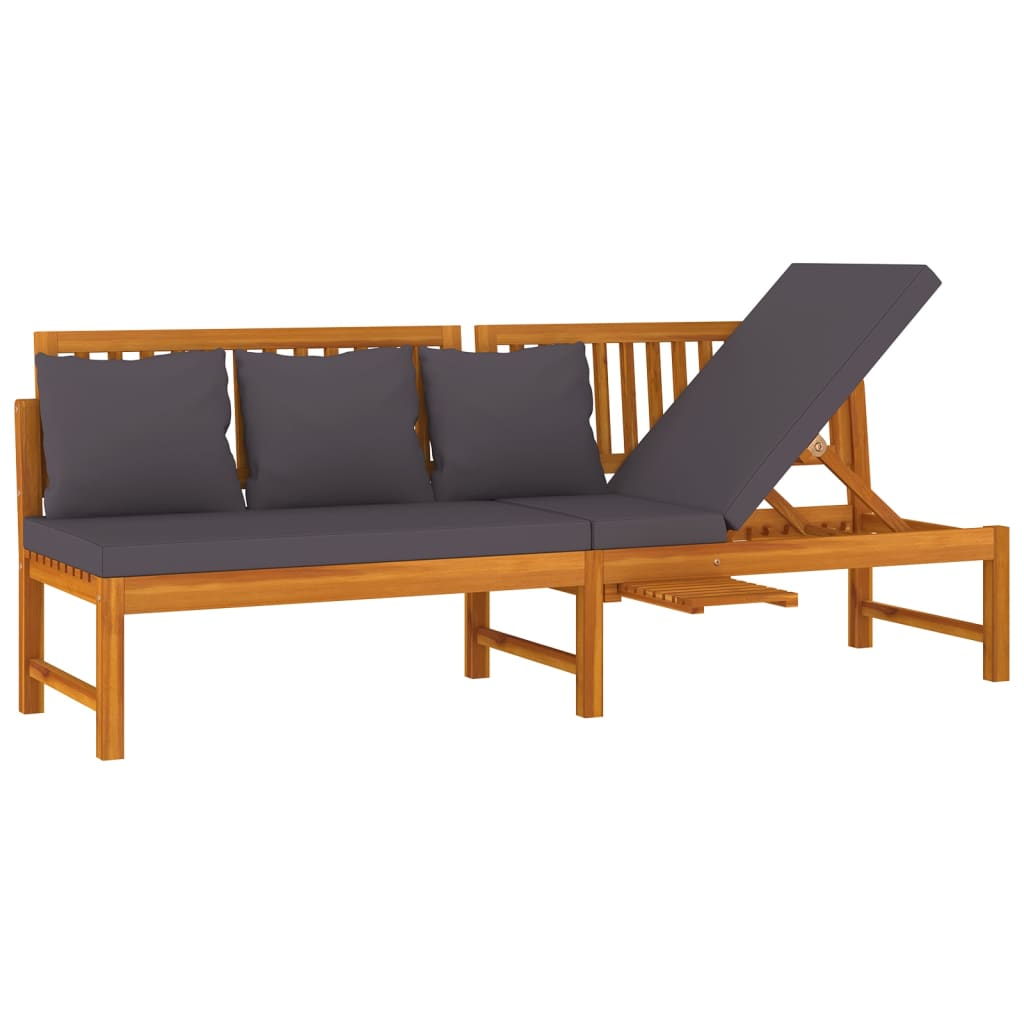vidaxL Tagesbett mit Grauen Kissen 200x60x75 cm Massivholz Akazie