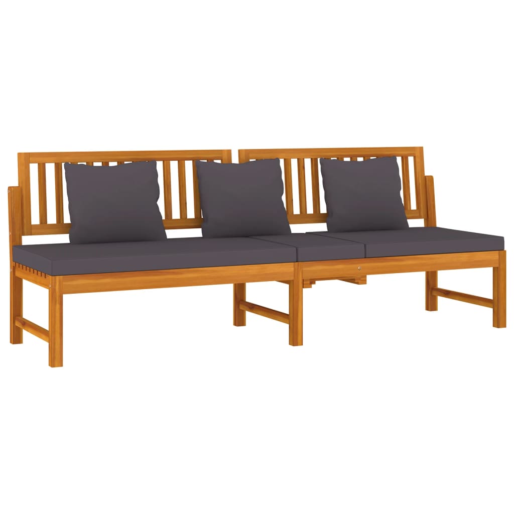 vidaxL Tagesbett mit Grauen Kissen 200x60x75 cm Massivholz Akazie