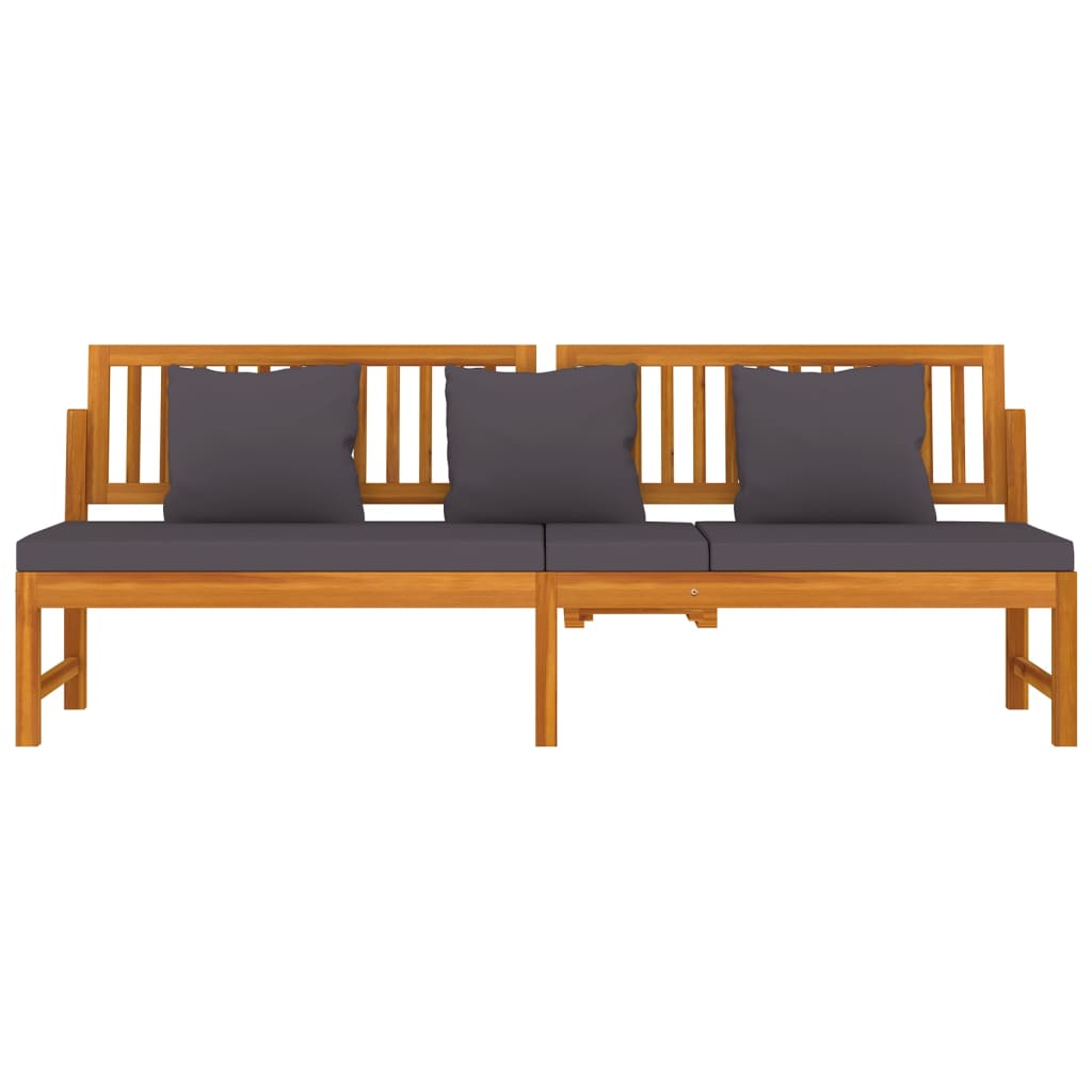 vidaxL Tagesbett mit Grauen Kissen 200x60x75 cm Massivholz Akazie