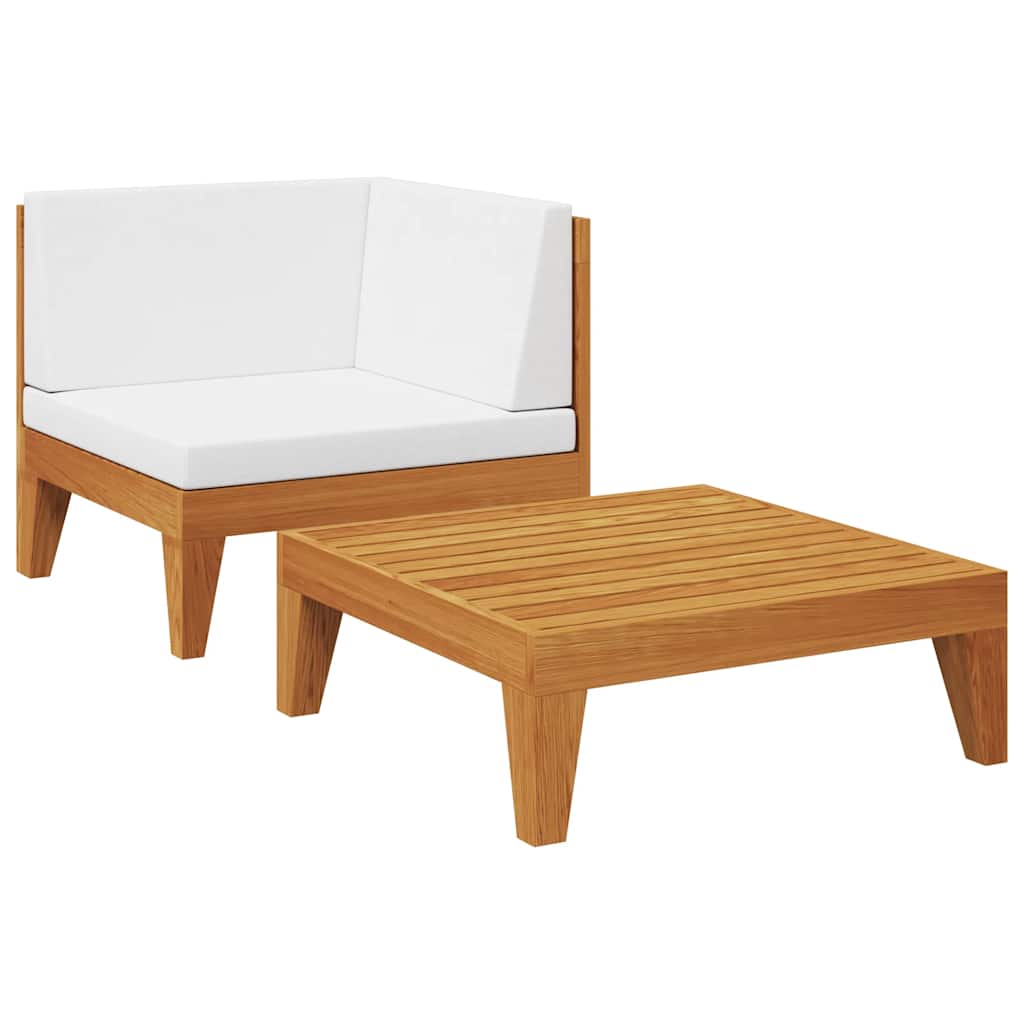 vidaXL 2-tlg. Garten-Lounge-Set mit Auflagen Massivholz Akazie