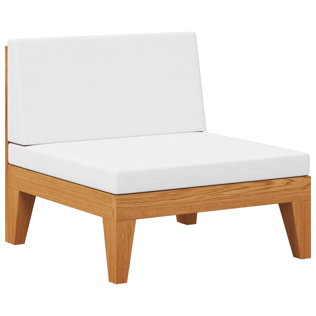 vidaXL Modular-Mittelsofa mit Cremeweißen Kissen Akazie Massivholz